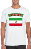 T-shirt met Iraanse vlag wit heren 2XL