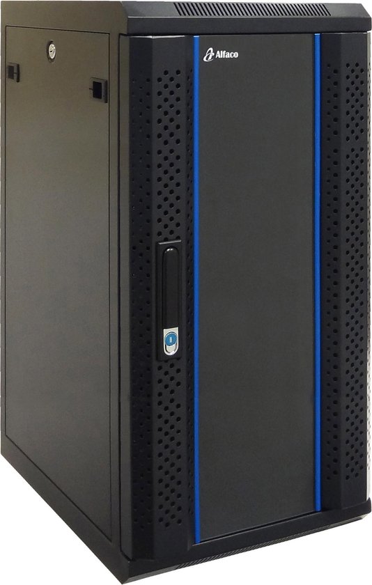 Alfaco 10-3415, 10", 15U serverkast - wandkast, GEMONTEERD, gehard glazendeur
