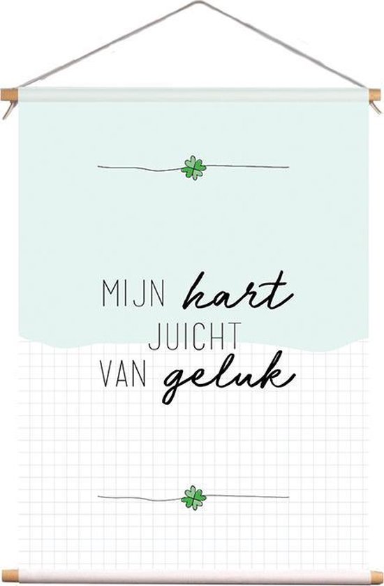 Textielposter - decoratie - kinderkamer - Poster - Mijn hart juicht van geluk - Liefde - Valentijn