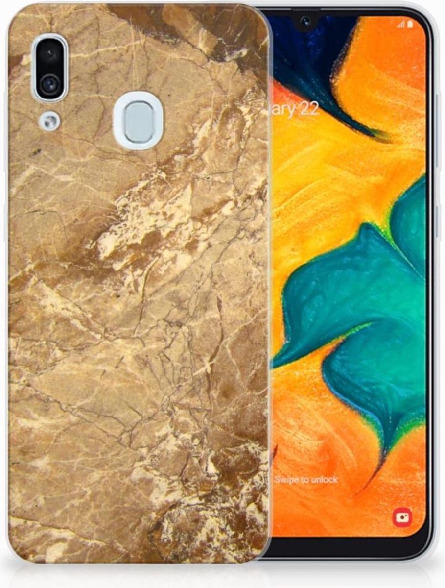 Samsung Galaxy A30 TPU Siliconen Hoesje Marmer Creme