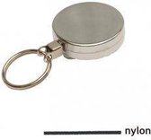 Zilveren metalen yoyo met nylon koord en sleutelring / Skipashouder type EG43
