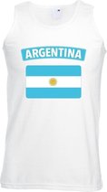 Singlet shirt/ tanktop Argentijnse vlag wit heren L