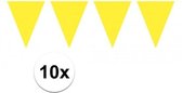 10x vlaggenlijn / slinger geel 10 meter - totaal 100 meter - slingers