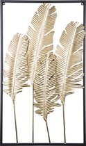 Pt, (Present Time) Feathers - Muurdecoratie - IJzer - 89 x 53 x 1,5 cm - Goud