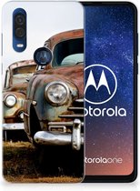 Motorola One Vision Siliconen Hoesje met foto Vintage Auto