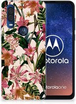 Back Case Motorola One Vision TPU Siliconen Hoesje Flowers