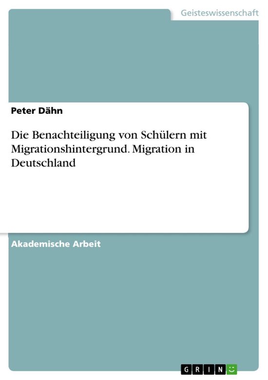 Die Benachteiligung von Schülern mit Migrationshintergrund. ... - cover