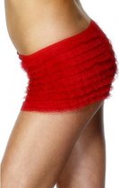 Rode hotpants met kant en ruches | bol.com