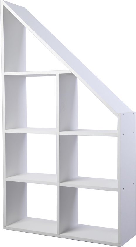 Wandkast roomdivider design Trebor voor schuine wanden open 7 vakken wit |  bol.com