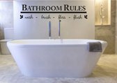 Muursticker Bathroom Rules zwart / Decoratie badkamer / 13x58cm