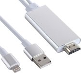 8 pin Lightning naar HDMI kabel - TV Adapter - voor Ipad / ipod en IPhone 5 tot X - Zilver - 1.8 M