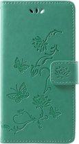 Book Case Hoesje Bloemen Huawei P Smart - Cyan