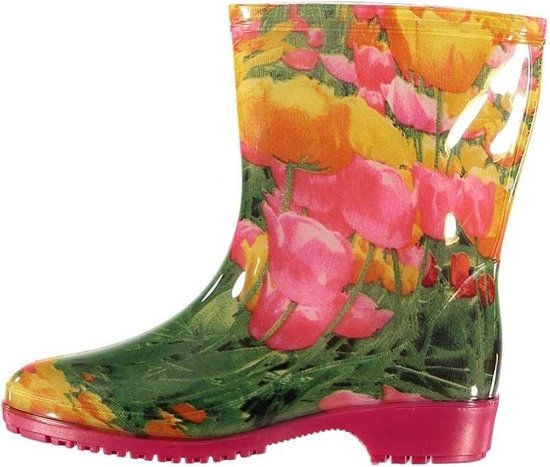 Dapperheid Eigendom hoop Halfhoge dames regenlaarzen tulpen print 37 | bol.com