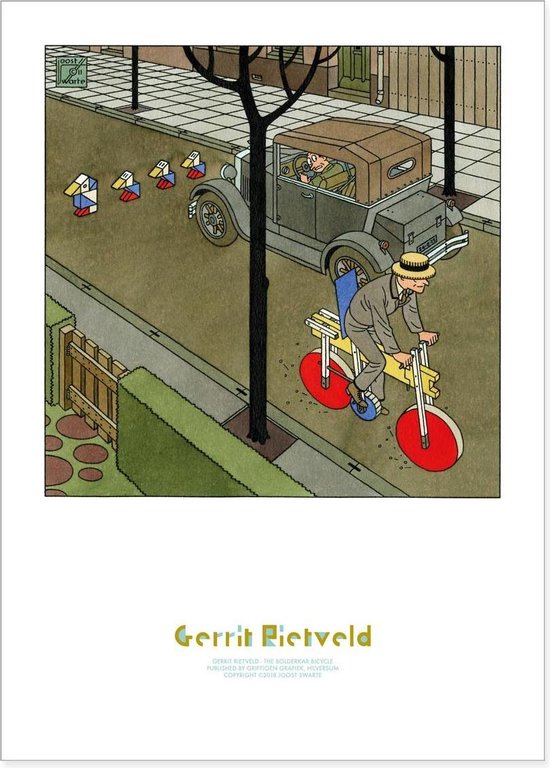 Joost Swarte - Gerrit Rietveld - Kunstposter The Bolderkar Bicycle