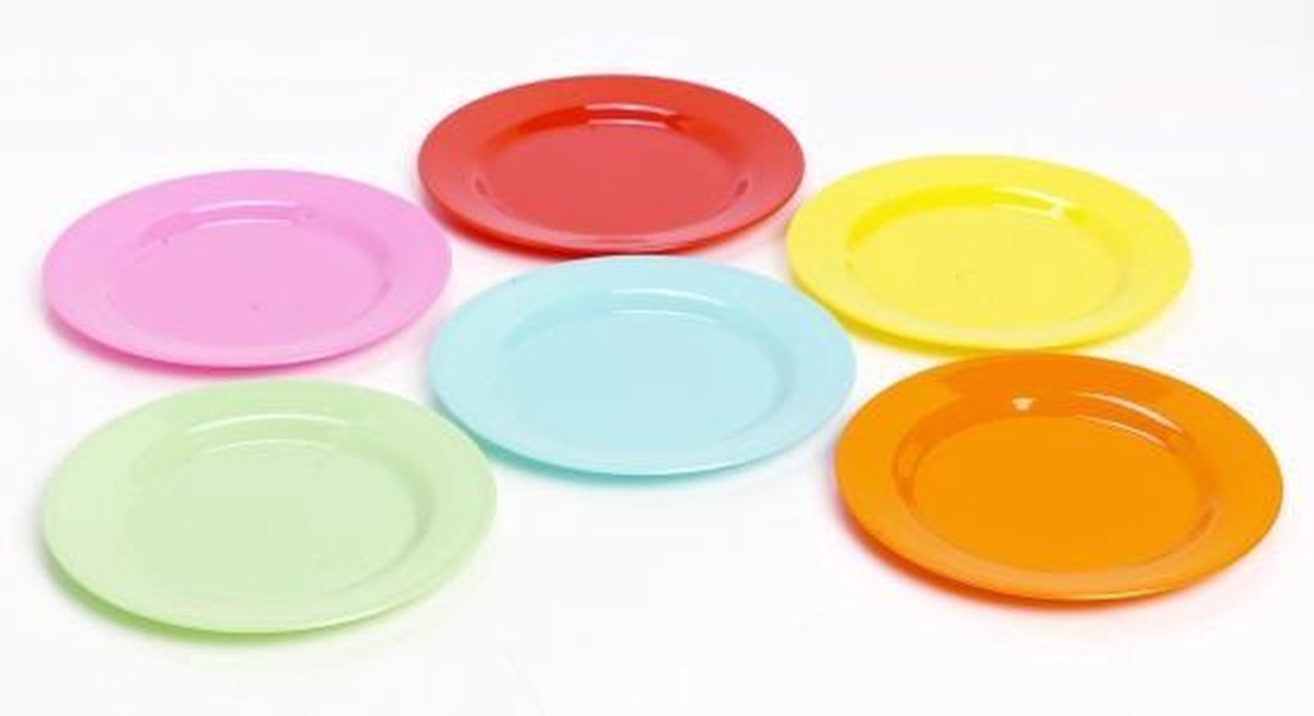 Generaliseren hoog fluweel Plastic gekleurde ontbijt bordjes 6 stuks | bol.com