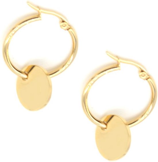 oorringen met munt - Earrings Coin - RVS Oorbellen - 2,5cm - Goudkleurig -  Musthaves | bol.com