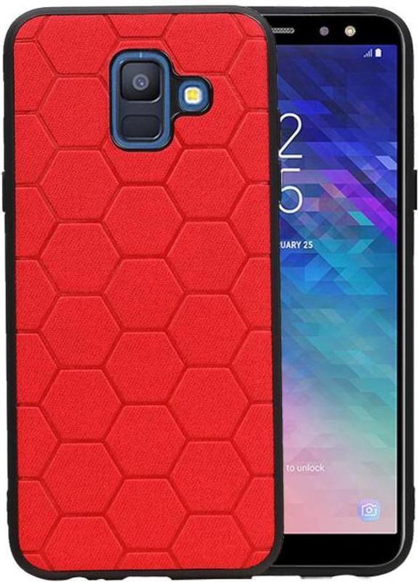 Hexagon Hard Case voor Samsung Galaxy A6 2018 Rood