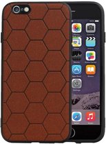 Hexagon Hard Case - Telefoonhoesje - Backcover Hoesje - achterkant hoesje - Geschikt voor iPhone 6 / iPhone 6s - Bruin