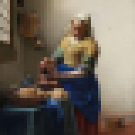 Het Melkmeisje | Pixel Art | Johannes Vermeer | Canvasdoek | Wanddecoratie | 100CM x 100CM | Schilderij