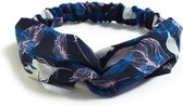 Haarband Print | Bloem Blauw - Roze - Wit | Elastische Bandana | Fashion Favorite