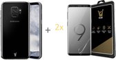 Hoesje geschikt voor Samsung Galaxy S9+ Plus - silicone gel ultra dun hoesje met 2x Glas PET Folie Screen Protector Transparant 0.2mm
