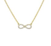 The Fashion Jewelry Collection Ketting Infinity Zirkonia 1,7 mm 42 + 3 cm - Geelgoud