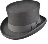 Hoge Hoed Darcy, zwart, maat XXL, hoge hoed van zwart wolvilt, gentleman hoed