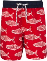 Snapper Rock UV werende Boardshort Kinderen Vissen - Rood - Maat 116-122