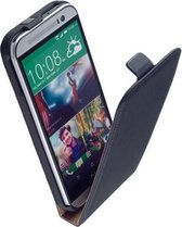 HTC One M8 Lederlook Flip Case hoesje Zwart