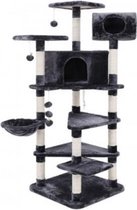 MIRA Home - Krabpaal voor katten - Kattenhuis - Klimtoren - Kattenmand - Sisal/Pluche - Zwart - 90x100x165
