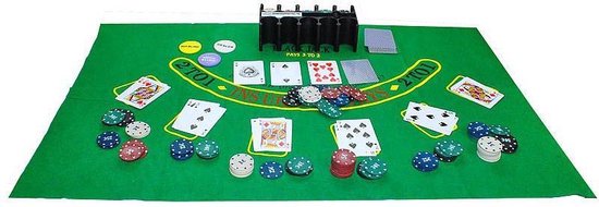 Thumbnail van een extra afbeelding van het spel Texas Hold Em Poker / Blackjack Set - Pro Pokerset Met 200 Poker Chips / Pokerkaarten Cards / Speelkleed
