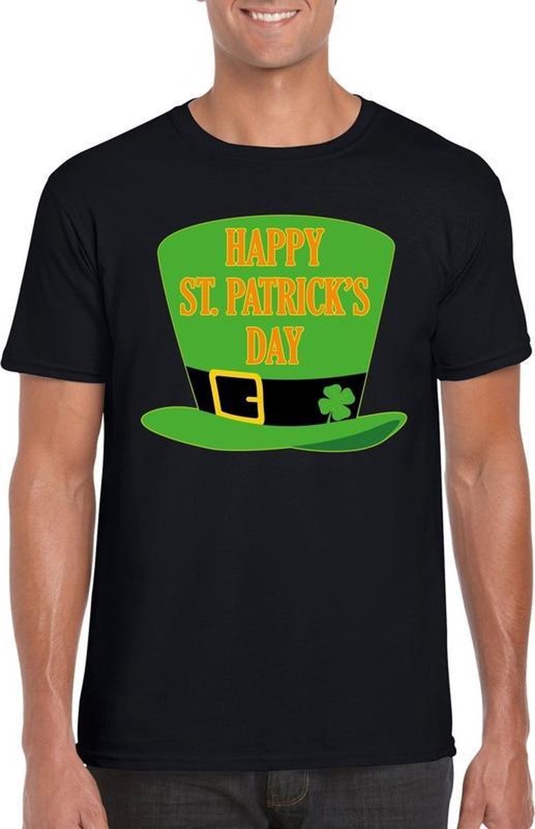 Afbeelding van product Bellatio Decorations  Happy St. Patricksday t-shirt zwart heren - St Patrick's day kleding XL  - maat XL