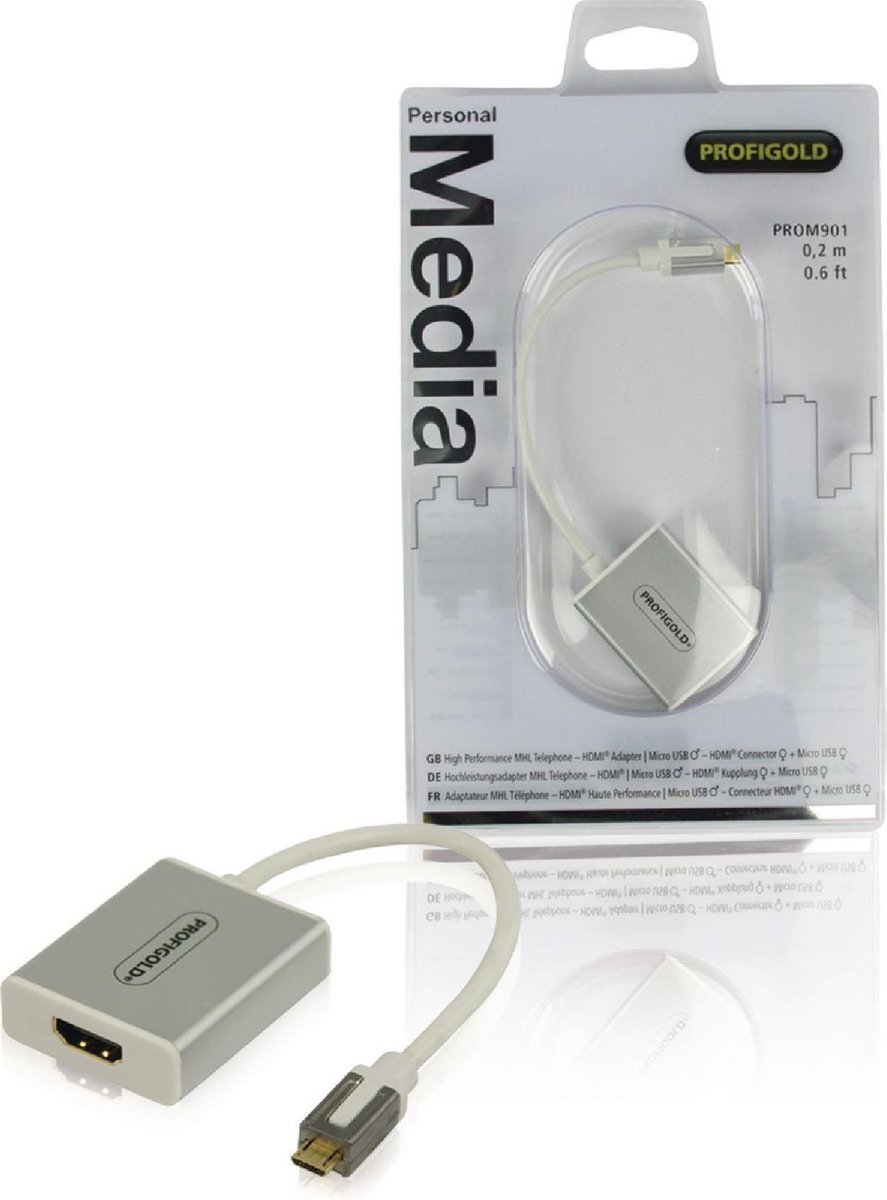 Profigold hoge kwaliteit MHL adapter kabel Micro USB mannelijk - HDMI en Micro USB vrouwelijk - 0,20 meter