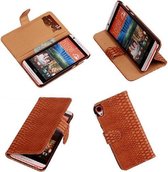 Slang Bruin HTC Desire 820 Book/Wallet Case Hoesje