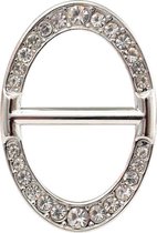 Fako Bijoux® - Sjaalklem - Sjaal Klem - Sjaal Ring - Ovaal - Kristal - 25x36mm - Zilverkleurig