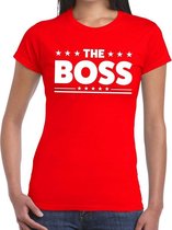 The Boss tekst t-shirt rood dames - dames shirt The Boss XXL