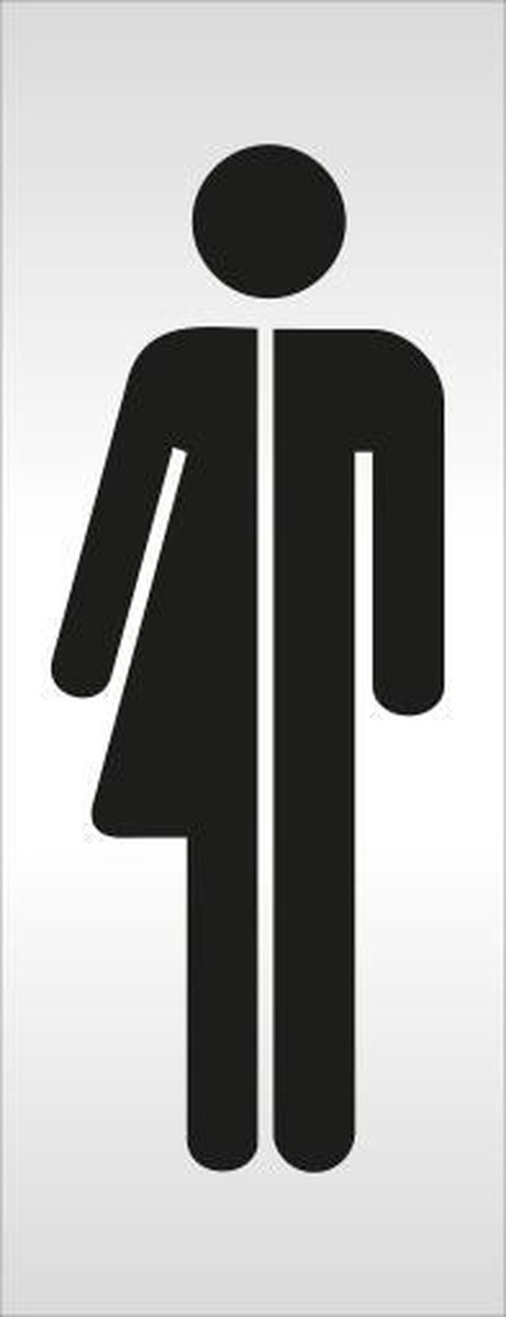 Aluminium deurbordje bedrukt met tekst genderneutraal - 130 mm x 50 mm x 0,5 mm - Deur tekstbordje dames heren toilet - Promessa-Design.