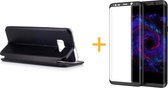 iCall - Samsung Galaxy S8+ / S8 Plus - Lederen Wallet Case Zwart + Screenprotector Zwart (3D) - Portemonnee Hoesje met Magneet sluiting - Book Case - Flip Cover - Klap - 360 besche
