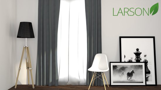 Larson - Luxe effen blackout gordijn - met haken - 3m x 2.5m - Lichtgrijs - Larson