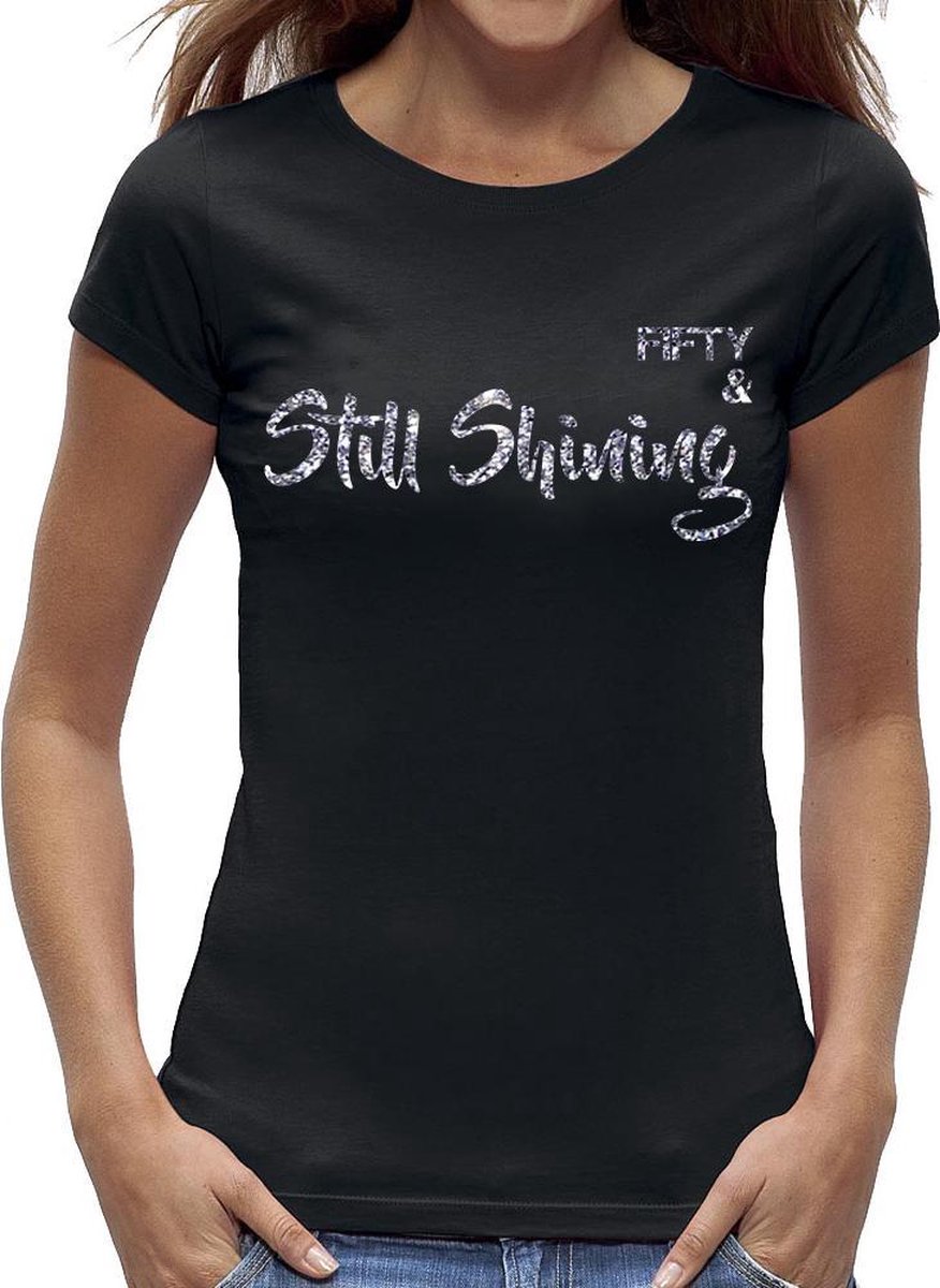 Sarah 50 jaar t-shirt Still Shining / kado tip / dames maat XL / verjaardags cadeau