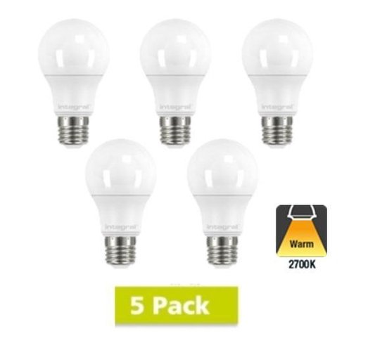 5 Pack - E27 Led Bol Lamp A60 - 5,5w - 470 Lm - 2700K Warm Wit - Dimmable