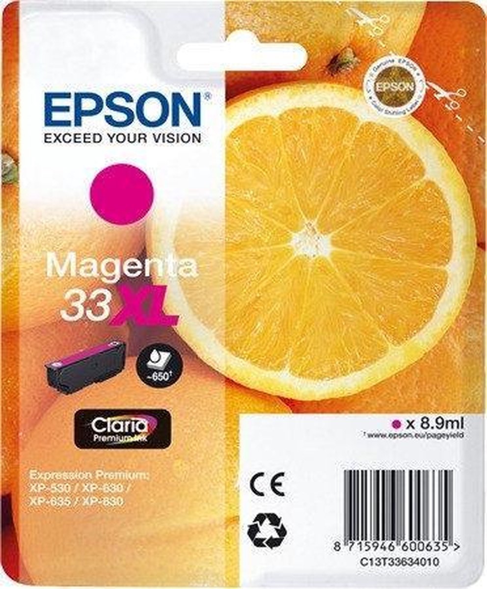 Epson 33XL M 8.9ml Magenta 650pagina's inktcartridge