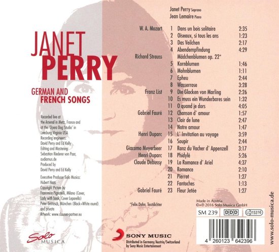 Janet Perry & Jean Lemaire - German And French Songs (CD), Janet Perry ...