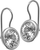 The Jewelry Collection Oorhangers Franse Haak Zirkonia - Zilver Gerhodineerd