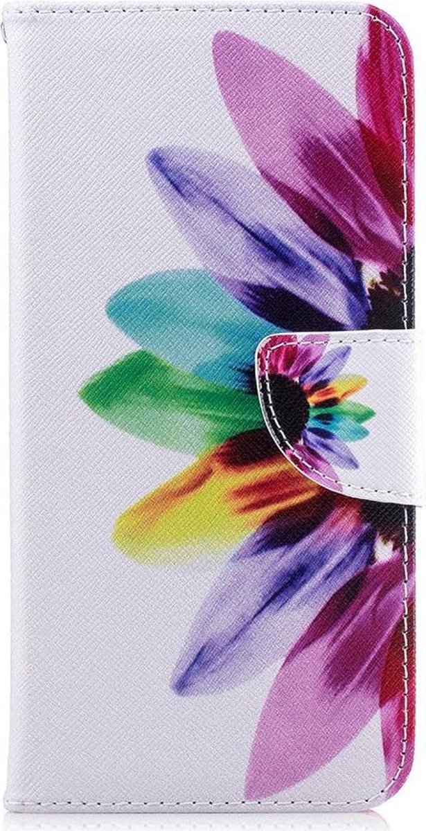 Shop4 - Geschikt voor Huawei P Smart Plus Hoesje - Wallet Case Gekleurde Bloem