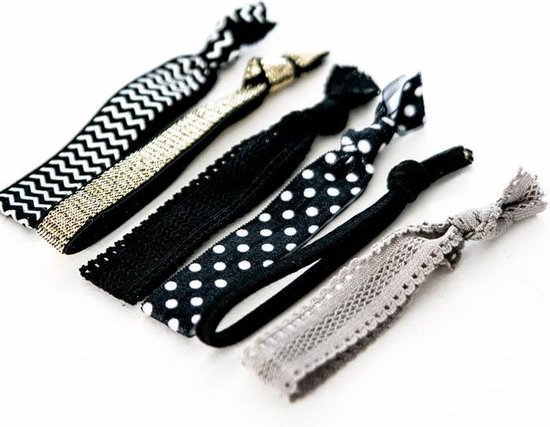 Set van 6 Haarbandjes Black Lace| Haarbandjes die je niet beschadigen | Elastiek | bol.com