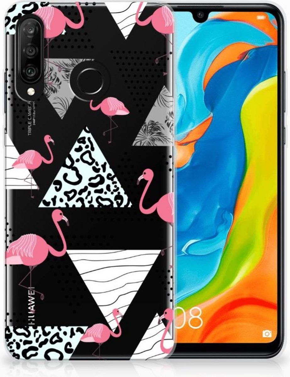 Huawei P30 Lite TPU Hoesje Flamingo Triangle