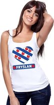 Friesland singlet shirt/ tanktop met Friesche vlag in hart wit dames S