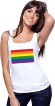 Regenboog vlag singlet shirt/ tanktop wit dames M