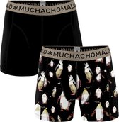 Muchachomalo - Heren - 2-Pack Solid/Print Boxershorts - Zwart - XXL